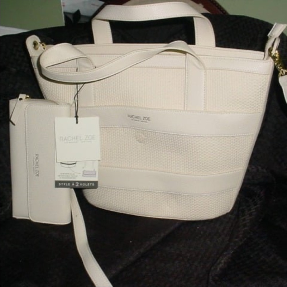 RACHEL ZOE NWT Canvas Off White Handbag & Wallet